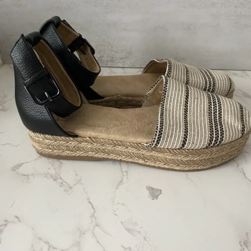 Naturalizer Espradrilles‎ Sandals Sz 8.5M Leather Fabric Flat Summer Coastal
